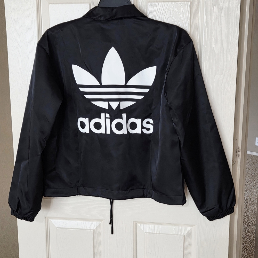 Adidas Women's Trefoil Black Coaches Jacket SZ M - Picture 5 of 7